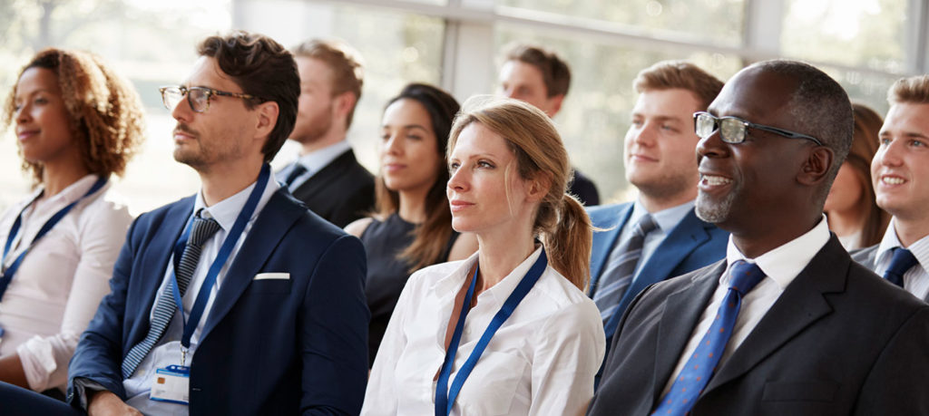 audience listens at event