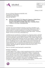 first page of AdvaMed Comments on Medical Device Servicing and Remanufacturing Activities