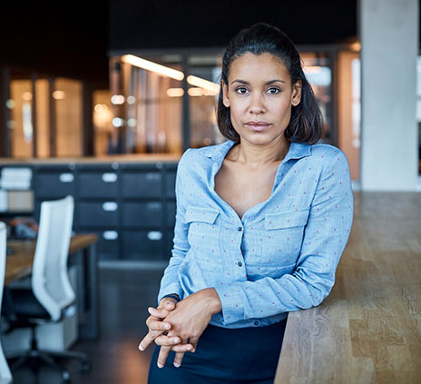 businesswoman at her place of business