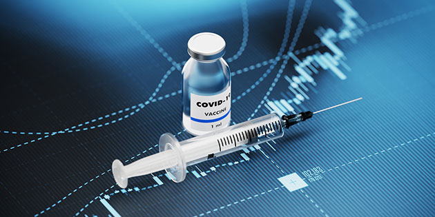 syringe and vial on line chart