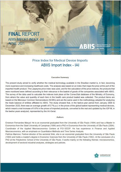 cover of Price Index for Medical Device Imports - ABIIS Import Index