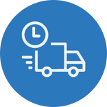 delivery truck with clock icon
