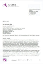 first page of AdvaMed Comments on Proposed CDC Clinical Practice Guideline for Prescribing Opioids