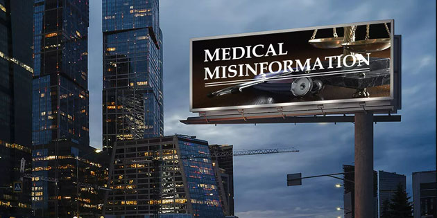 city billboard saying Medical Misinformation