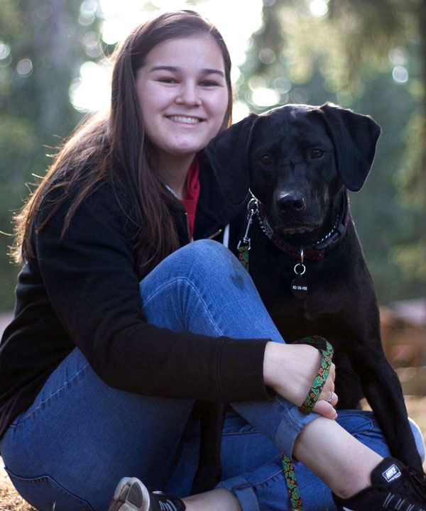 young woman with her dog