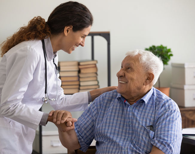 senior patient thanking doctor