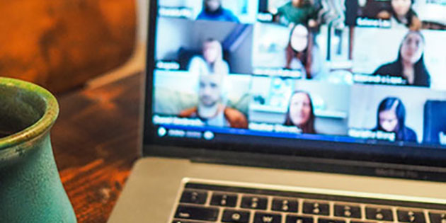 laptop with remote meeting