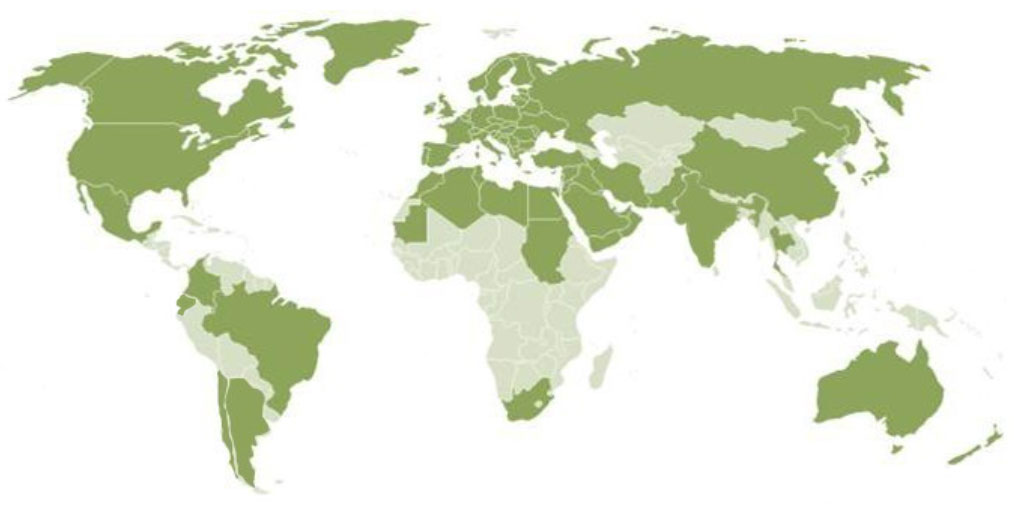 world map of GMTA countries