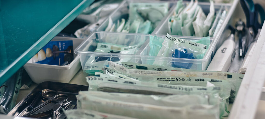 drawer full of medical supplies