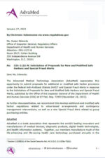 first page of AdvaMed comment letter