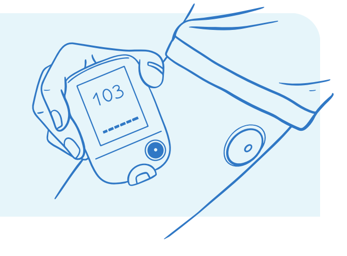 illustration of continuous blood glucose monitor on arm