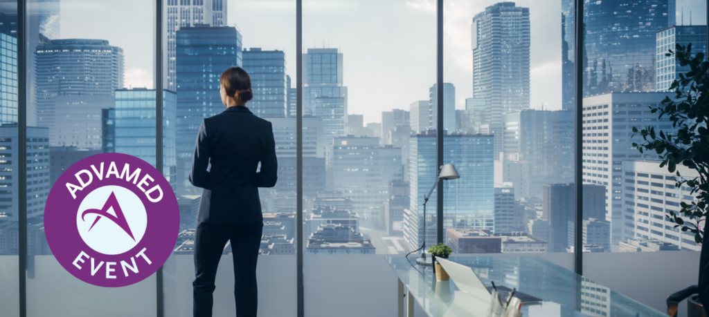 Woman looking outside building window