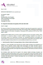 AdvaMed response letter to OMB’s RFI on deregulation, highlighting support for regulatory reform that fosters medical innovation and improved patient care, dated May 12, 2025.