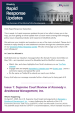 Screenshot of AdvaMed’s “Rapid Response Updates” email featuring a summary of fast-moving policy developments