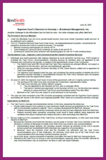 Cover page of ReedSmith legal briefing on the Supreme Court’s decision in Kennedy v. Braidwood Management, Inc.
