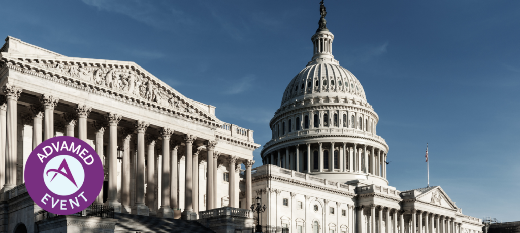 Capitol Building with blue sky from side view, Washington DC